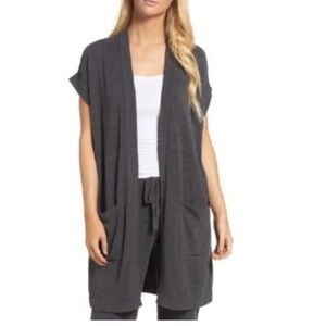Barefoot Dreams CozyChic Ultra Lite Sleeveless Long Cardigan Gray XS $118
